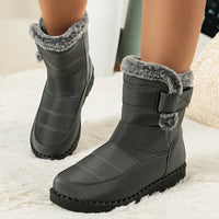 Klebaraith | Modische einfarbige Schneestiefel für Frauen mit runder Zehe – Grau