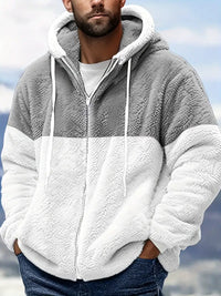 Reigavia | Herren-Sherpa-Fleece-Kapuzenjacke - Casual Polyester – Grau