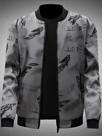 Shiraven | Federn Muster Allover Print Design Trainingsjacke – Grau