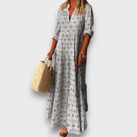Seriva – Fließendes Maxikleid mit feinem Ethno-Flair – Grau