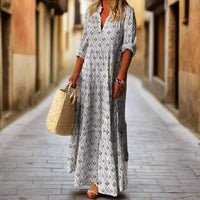 Sommerkleid für Damen - italienisches Tunika-Kleid mit V-Ausschnitt – Grau