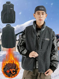 Liaren | FireBrick Reversible Fleece Weste für Männer - ärmellos, warm und dick – Grau