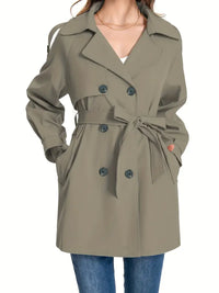 Rerholha | Schicker mittellanger Damen-Trenchcoat - Elegantes Grau mit Gürtel an der Taille – Grau