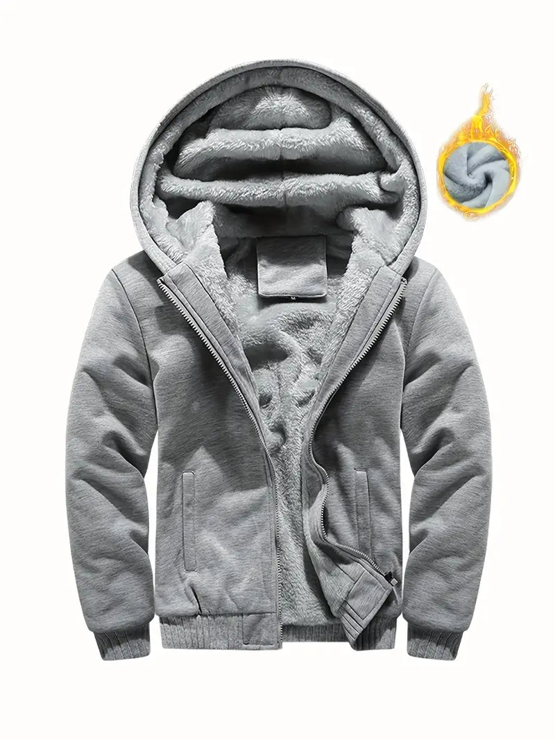 Liazen | Winter Warm Fleece Zipper Hooded Jacke, Solid Farbe verdickt lässiger Hoodie