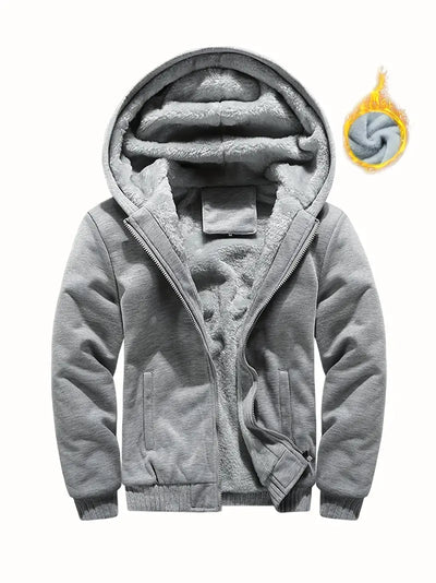 Liazen | Winter Warm Fleece Zipper Hooded Jacke, Solid Farbe verdickt lässiger Hoodie