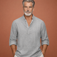 Lässiges Herren Henley-Shirt mit Knopfleiste für Herren | Tijn – Grau