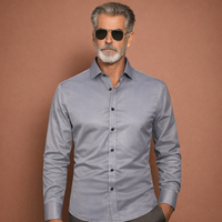 Slim-Fit Herrenhemd mit langen Ärmeln für Business- und Freizeitoutfits | Reinout – Grau