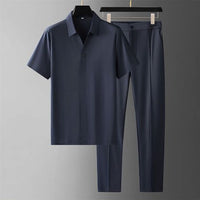 Exclusive Silk Short Sleeve Shirt Set – Königsblau