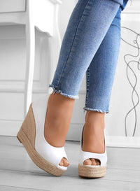 Heidi-Mode | Lässig Rutschfest Wildleder Keil Absätze Schuhe – Weiß