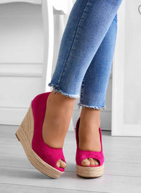 Heidi-Mode | Lässig Rutschfest Wildleder Keil Absätze Schuhe – Rosa
