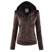 Heidi-Mode | Lederjacke mit Kapuze für Frauen – Braun