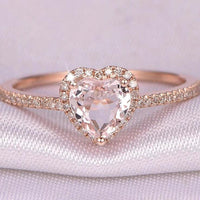 Kristall Herz Ring mit Zirkonias – Roségold