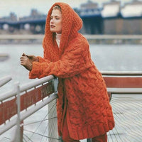 Saymira | Langer Cardigan Mit Kapuze – Orange