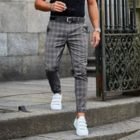 Rafael | Herren Karierte Chino Hosen | Schmal Geschnitten – Grau