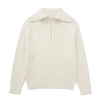 Ulrich | Gestreifter Pullover mit Reißverschluss – Weiß