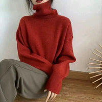 Nina | Trendiger Rollkragenpullover für Damen – Rot
