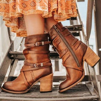 Damen Stiefeletten Mit Reißverschluss | Mit Absatz – Dunkelbraun