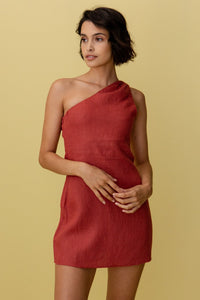 Elliana - Elegantes und stilvolles One-Shoulder-Kleid für Frauen – Rot