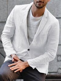 Lässiger Blazer aus weicher Baumwolle – Weiß