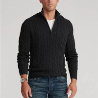Troyer für Herren - Leichter Sommerpullover mit Reißverschluss für kühle Abende – Schwarz