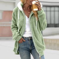 Korvyn | Fleece-Cardigan | Kuschelige Kapuzenjacke für Frauen – Hellgrün
