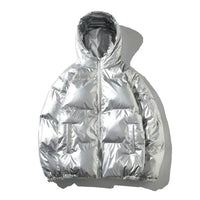 Herren Winterjacke Winddicht | Pufferjacke für Outdoor – SilberKapuze