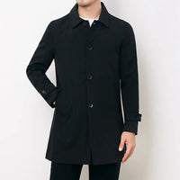 Trenchcoat für Herren | Wasserdichte lange Übergangsjacke – Schwarz