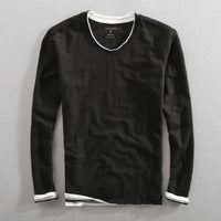Bastian | Langarm V-Ausschnitt T-Shirt – Schwarz