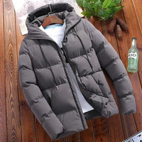 Ruub | Wattierte Winterjacke für Herren mit Kapuze und Kordelzug – Gris