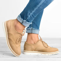 Heidi-Mode | Bequeme Schnürschuhe mit Rutschfester Sohle – Beige