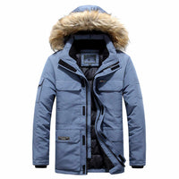 Klesronis | Herren Winterparka mit Fellkragen – Grau-Blau