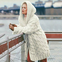 Saymira | Langer Cardigan Mit Kapuze – Weiß