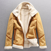 Vintage Wildleder Sherpa Jacke für Männer – Hellbraun