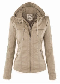 Heidi-Mode | Lederjacke mit Kapuze für Frauen – Beige