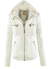 Heidi-Mode | Lederjacke mit Kapuze für Frauen – Weiß