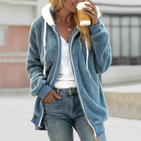 Korvyn | Fleece-Cardigan | Kuschelige Kapuzenjacke für Frauen – Blau