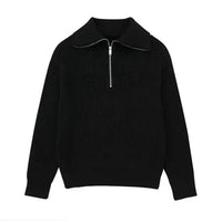 Ulrich | Gestreifter Pullover mit Reißverschluss – Schwarz