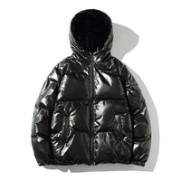Herren Winterjacke Winddicht | Pufferjacke für Outdoor – Schwarz mit Kapuze