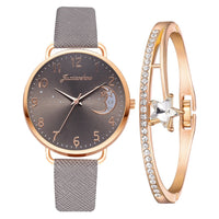 Uhren-Set mit Mondzahlen-Zifferblatt und Armbändern – Grau