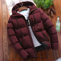 Ruub | Wattierte Winterjacke für Herren mit Kapuze und Kordelzug – Rouge