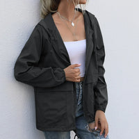 Heidi-Mode | Winddichtes Sommerjacke mit Kapuze für Frauen – Schwarz