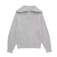 Ulrich | Gestreifter Pullover mit Reißverschluss – Grau