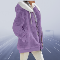 Damen Oversized Teddyjacke | Kuschelig & Warm | Wintermantel – Violett