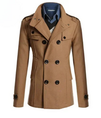 Herren Wintermantel - Eleganter Trenchcoat mit Schulterklappen und Taschen – Braun