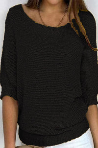 Damen Strickpullover Oversize mit Fledermausärmeln | Casual Herbst Winter – Schwarz