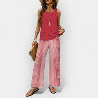 Modernes Damen Zweiteiler Set – Rot