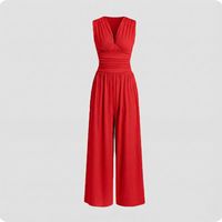 Zoey | Ärmellos Weites Bein Jumpsuit – Rose Rot