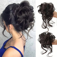 GlamCurls – Voluminöse lockige Haarhaube – Die dunkelste braune Tönung neigt zu Schwarz