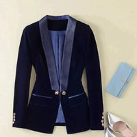 Smoky | Smoking-Blazer aus Samt mit Satinaufschlägen – Marine