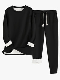 Wärmender Damen-Freizeitanzug für Herbst und Winter: Thermoaktiv und bequem – Schwarz